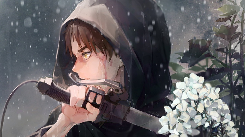 Sword, Attack On Titan, Boy, Brown Hair, 1080P, Yellow Eyes, Eren Yeager, Anime