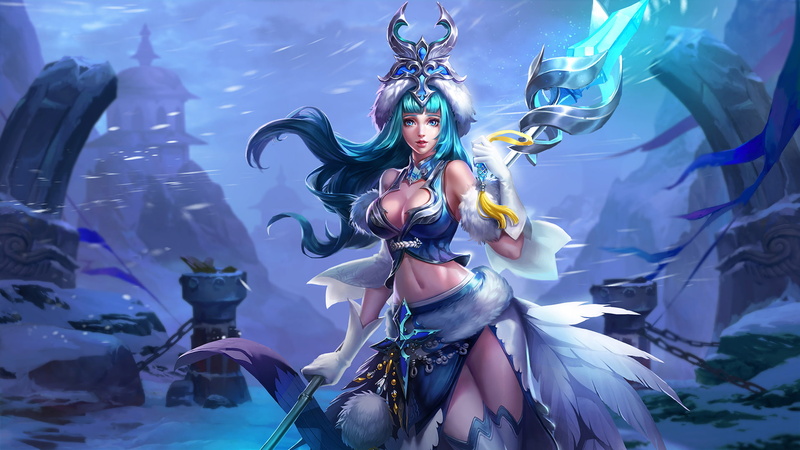 king, ice, master, backgrounds, character, desktop, wang, spear, shield, 1080P, zhaojun, glory, hd, weapon
