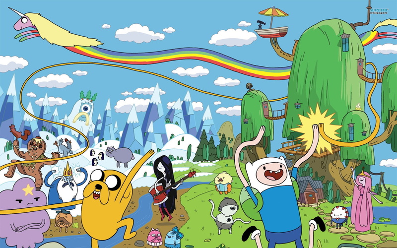 Lumpy Space Princess, real people, outdoors, celebration, lifestyles, Adventure Time, mural, Ice King, Lady Rainicorn, Marceline the vampire queen, 1080P