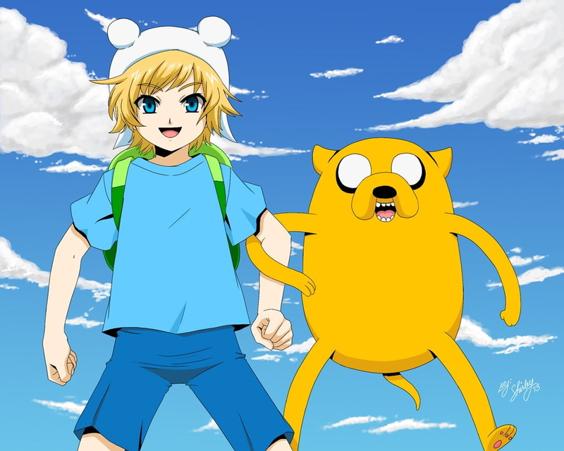 fear, adventure, cartoon, emotion, fan art, digital, cloud - sky, nature, fun, Jake the Dog, people, childhood, fin, cute, smiling, offspring, celebration