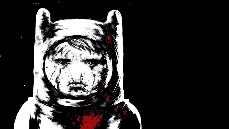 illustration, black, realistic, adventure, time, white, adventure time, 1080P, finn, artistic, 1920x1080