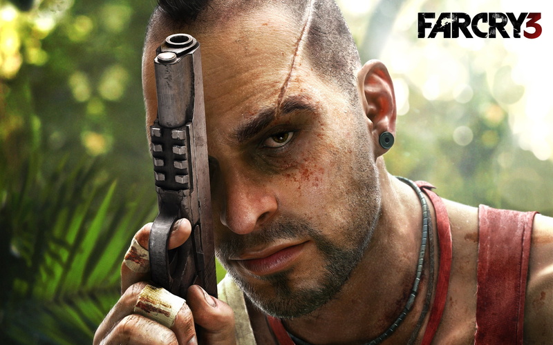 young men, warrior, war, Vaas Montenegro, look, sunlight, armed Forces, far, front view, focus on foreground, holding, males, digital, Far Cry 3, outdoors