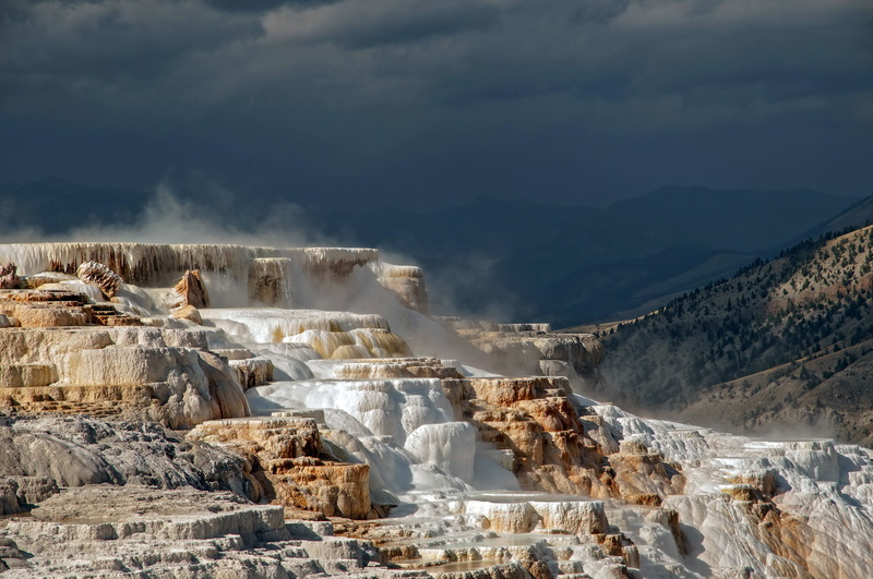 hot spring, environment, Yellowstone National Park, cloud - sky, nature, water, outdoors, beauty in nature, non-urban scene, tranquil scene, landscape