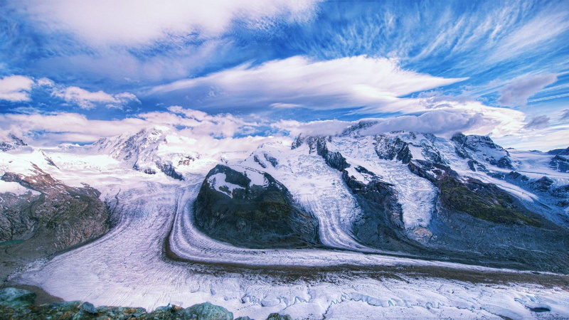 cutting, 1080P, clouds, mountain, glacier, alps, erode, rocky, nature and landscapes