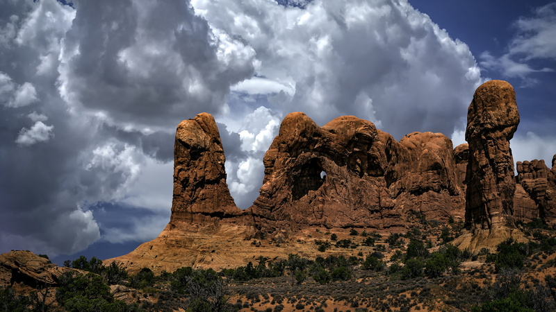 formation, non-urban scene, solid, eroded, rock formation, tranquil scene, no people, rock - object, 4K, sky, tablet, arches, scenics - nature