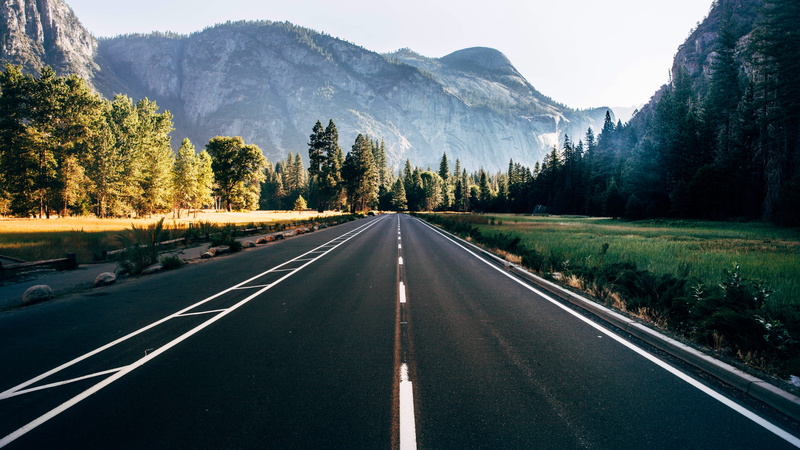 5K, 8k, apple, forest, road, OSX, 5k, mountains, Yosemite