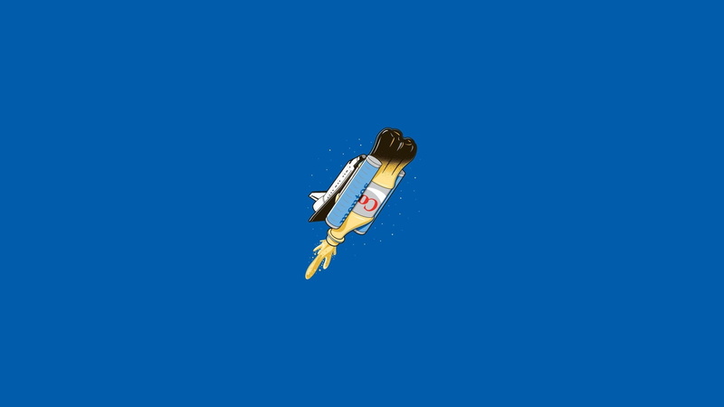 sky, adventure, Mentos, fun, Coca-Cola, bottle, mid-air, minimalism, sport, nature, motion, no people, day, outdoors, artwork, clear sky, 1080P, illustration