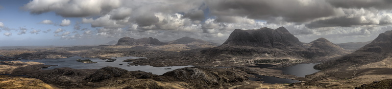 sky, beauty in nature, nature, rock, panoramic, assynt viewpoint, sea, mountain, lagoon, scenics - nature, landscape, land, water, solid, rock - object