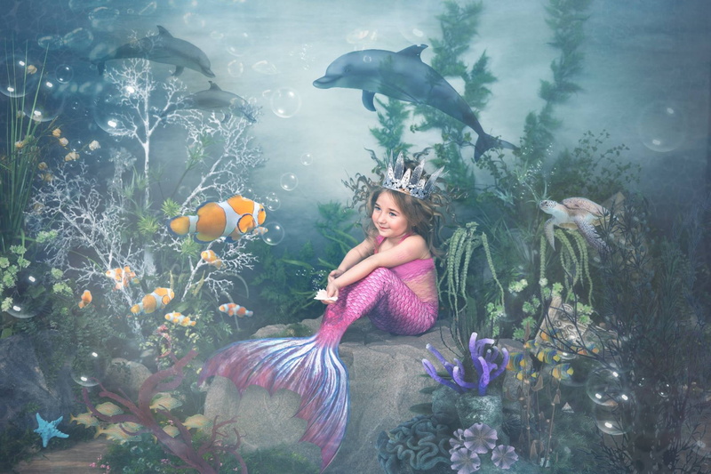 turtle, underwater world, girl, 1080P, corals, the little mermaid, algae, dolphins, fish