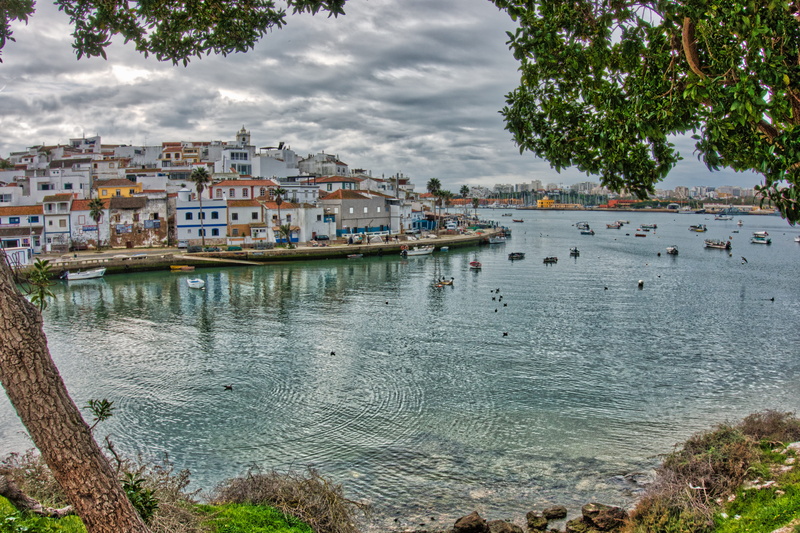no people, plant, transportation, tree, europe, bay, litoral, sky, outdoors, building exterior, algarve, city, water, holidays, residential district, village