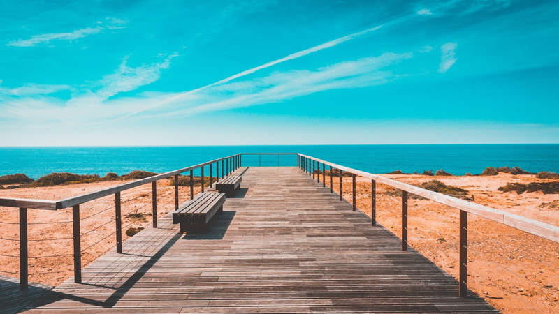 outdoors, algarve, coast, land, wooden, portugal, water, brown, sunlight, scenics, no people, dock, west, tranquil scene, beauty in nature, wood, beach