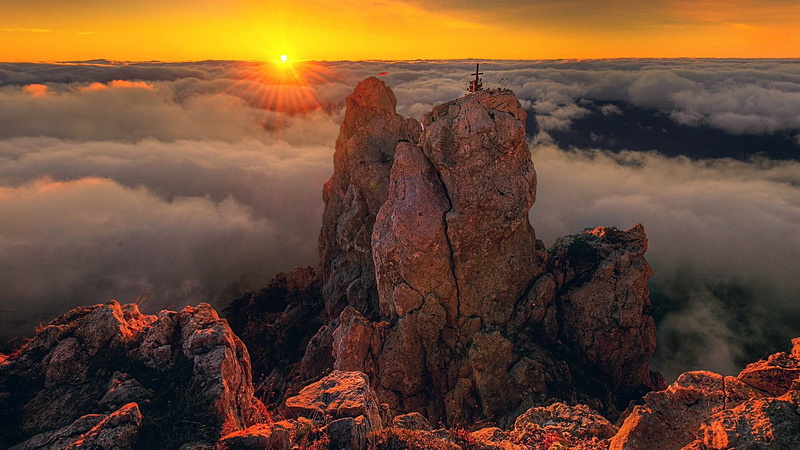 nature, landscape, mountain, rock - object, travel, cloudy, rock formation, cloud - sky, morning, outdoors, 1080P, sun, beauty in nature, environment