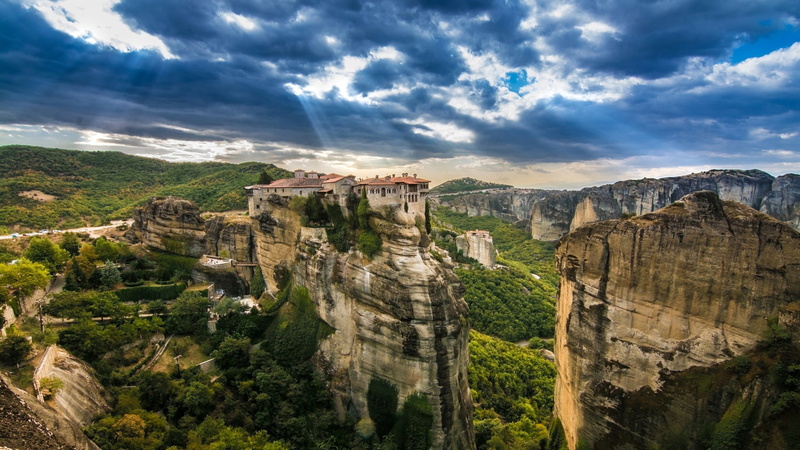1080P, rock formation, no people, cliff, plant, kalambaka, monastery, sky, meteora, cloud - sky, beauty in nature, scenics - nature, rock - object, mountain