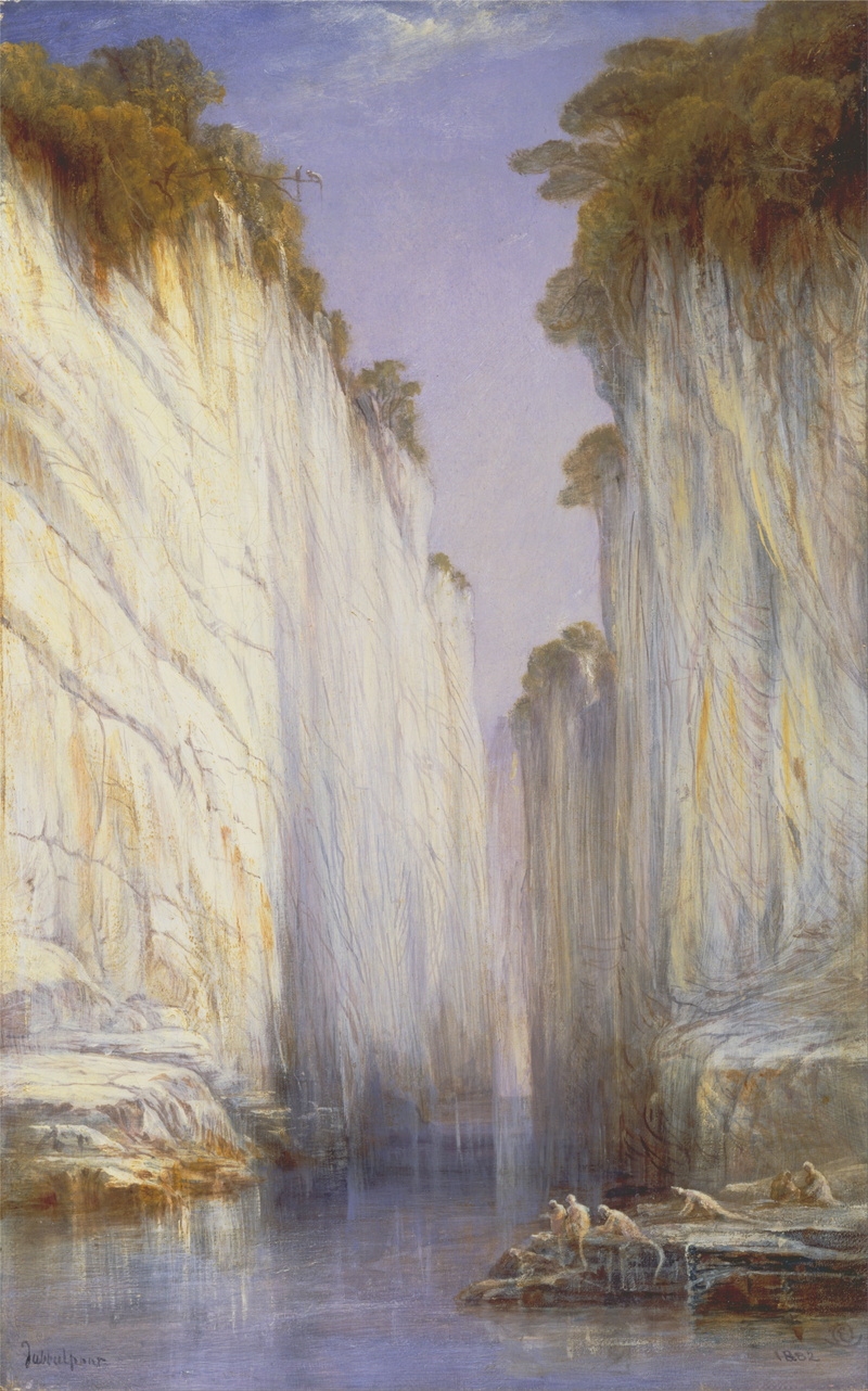 cliffs, flowing water, formation, tranquility, river, solid, oil on canvas, marble, animals, reflections, landscape, outside, beauty in nature, lake, edward lear