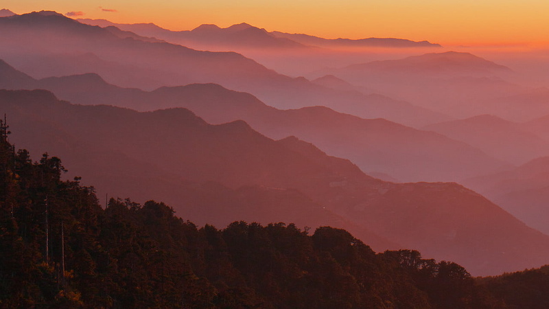 sunset, nature, forest, sunrise - Dawn, mountain Peak, fog, dawn, Taiwan, mountain, Taroko, 台灣, landscape, photo, three, IMG, 合歡山, 720P, morning, hill