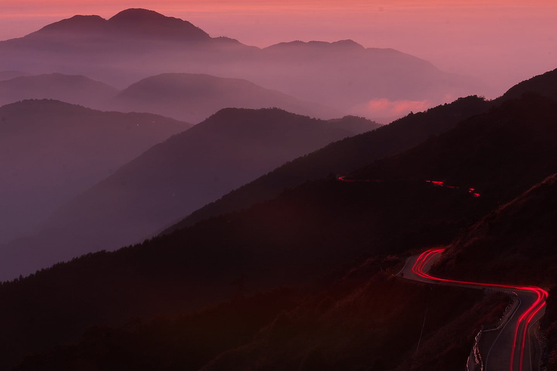 mountains, road, sunset, beside, mountain, IMG, scenics, nature, Taroko, hill, time-lapse photography, 720P, Hehuanshan, outdoors, 合歡山, time, 台灣, landscape