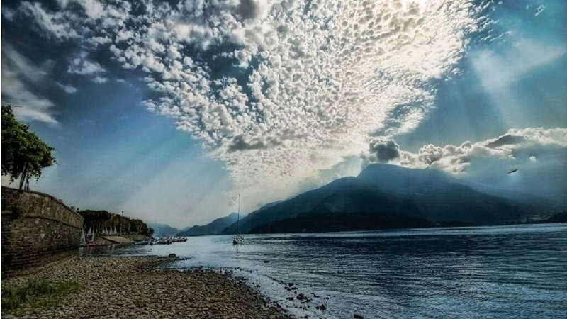 1080P, como, lake, boats, sky, clouds, popcorn, 3d and abstract