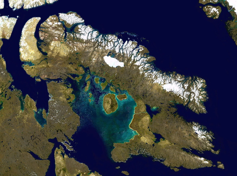 Canada, public domain, outdoors, animal, invertebrate, undersea, marine, Baffin Island, image, water, animal themes, sea, one animal, geography, satellite