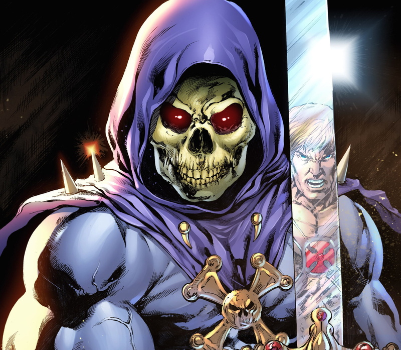 sword, fantasy art, Skeletor, skull, red eyes, reflection, He-Man and the Masters of the Universe, 1080P