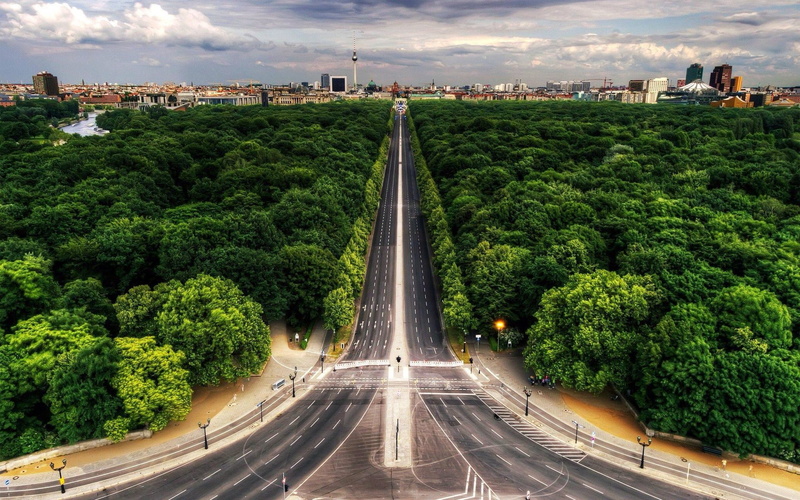 1080P, city, aerial view, Berlin, cityscape, road