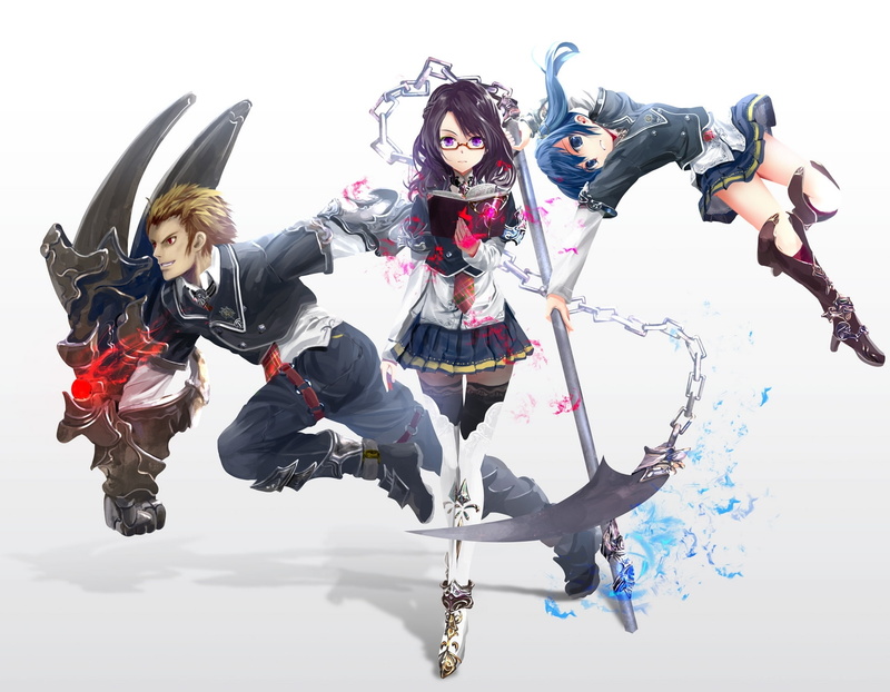 magic, chain, book, braid, glasses, kouji, art, girls, weapons, astral reverie, anime, guy, 1080P