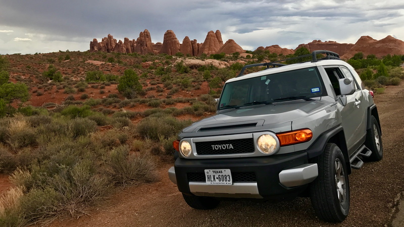 arid climate, hills, no people, solid, utah, 4K, plant, scenics - nature, cloud - sky, sky, red, environment, toyota, truck, rock, motor vehicle, moab