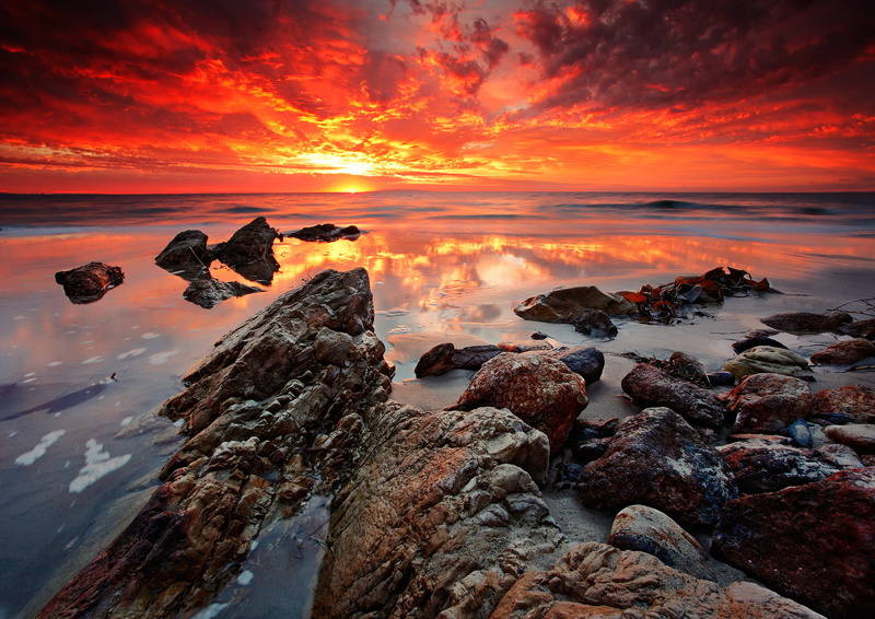 fullframe, The real thing, rock formation, sun, wave, sunrise, ocean, photo, seascape, dramatic, nature, reflections, sunrise - Dawn, fire, california