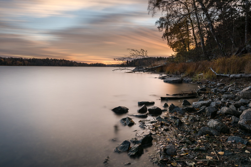 70mm, landscape, landscapes, forest, Sunsets, Sweden, sthlm, nikon, outdoors, nikkor, reflection, lake, sky, body, 5K, water, drevviken, Lakes, rocks