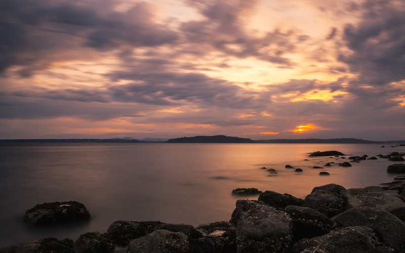 clouds, rock - Object, john, summer, landscape, 70mm, rock formation, water, ocean, shore, f/2, beach, dusk, Puget Sound, coastline, rock, Canon EF, 1000x