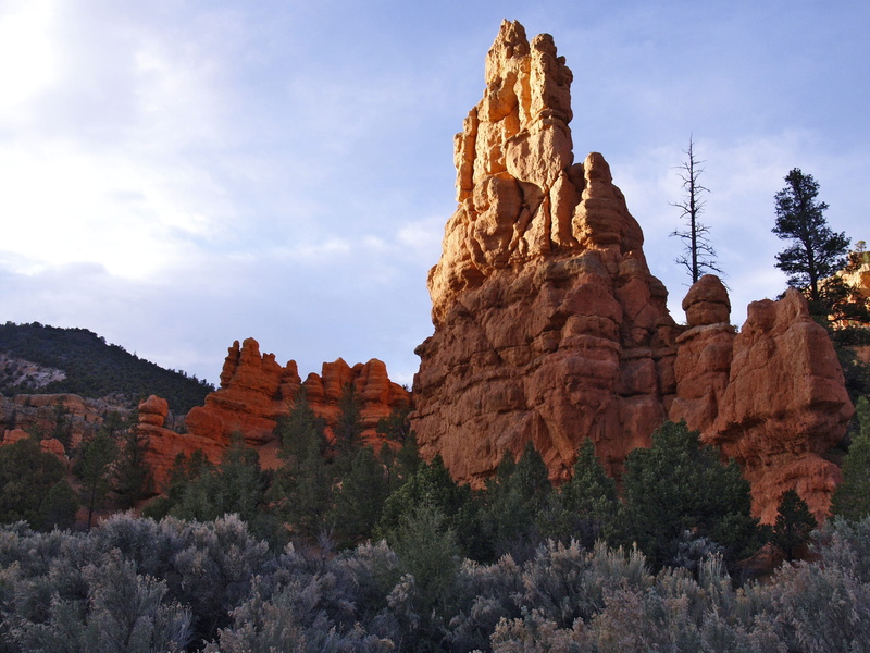 tranquility, travel destinations, outdoors, erosion, rock formation, plant, semi-arid, sky, geology, scenics - nature, rock hoodoo, Usa, no people, red