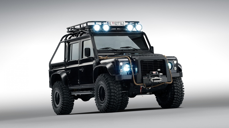 pickup, black, Land Rover Defender 110, truck, 007 Spectre movie, land, 4K, rover