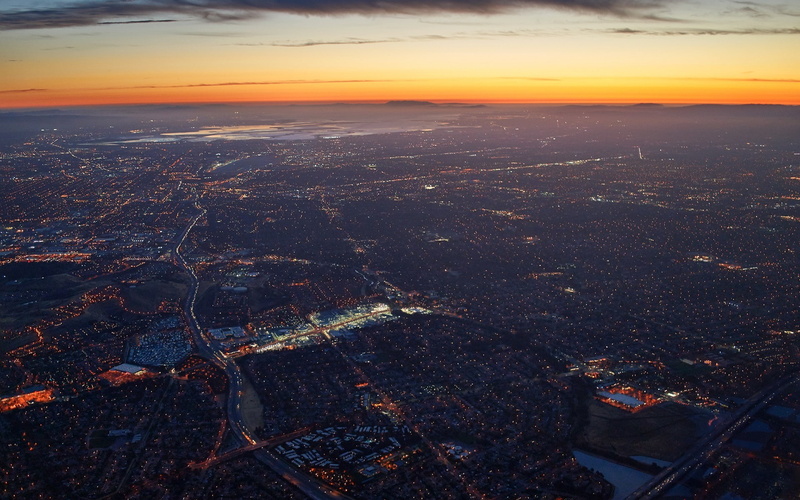 1080P, silicon valley san francisco aerial view technology sunset san jose california usa