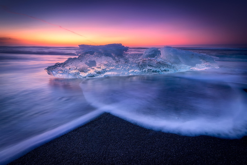 photography, travel, sea, water, ice, jokulsarlon, body, blue, iceland, lapse, nature, scenics, beach, time lapse photography, dusk, burg, elements, coastline