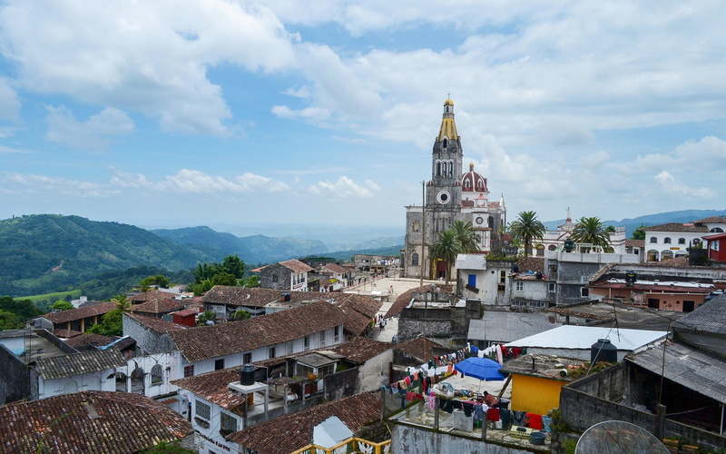 sky, townscape, mexico, 1080P, built structure, building exterior, concrete, day, spirituality, paisaje, aerial, iglesia, white, buildings, pueblo, nature
