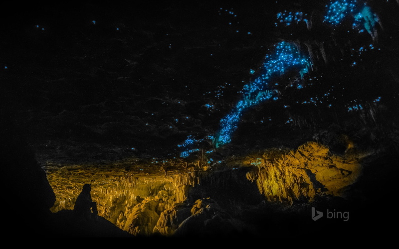 bing, glowworm, waitomo, rock - object, 1080P, rock formation, rock, nature, galaxy, scenics - nature, space, sky, tree, beauty in nature, new, zealand