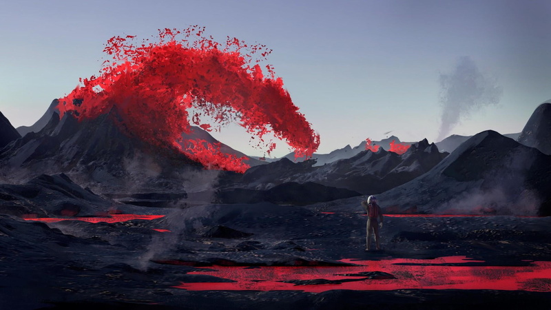 landscape, lava, outdoors, solid, scenics - nature, rock, volcano, fantasy art, effusive, non-urban scene, stratovolcano, environment, lava dome, volcanic landform