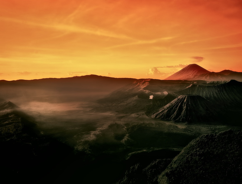 1080P, Tengger, morning, Indonesia, Java, volcanic complex-the Caldera TenGer, active volcano Bromo
