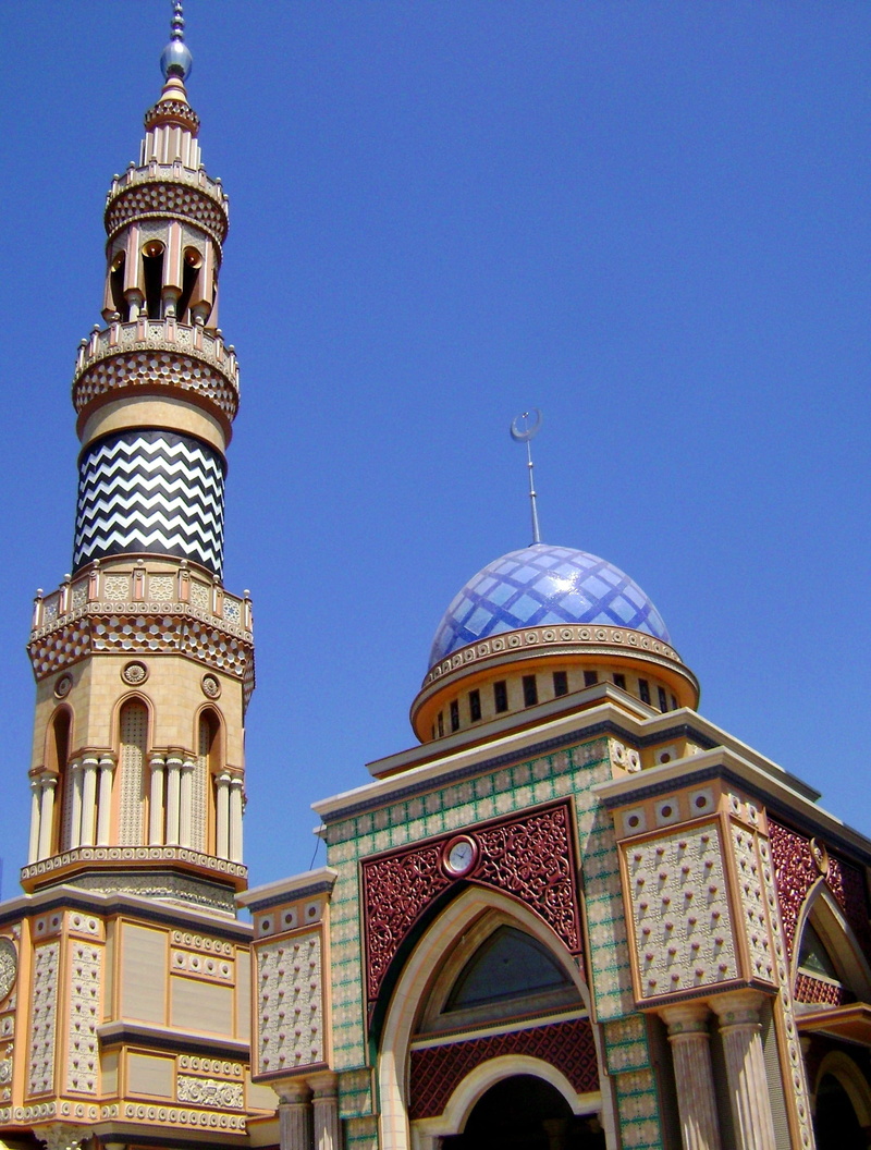 blue, java, architecture, cathedral, building, low, spire, Masjid, photo, beige, sky, clear sky, nature, gondanglegi, belief, place of worship, outdoors