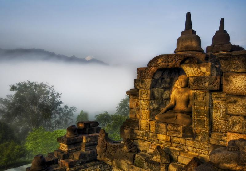 thailand, place of worship, sky, ancient civilization, ruined, history, nature, java, architecture And Buildings, brown, statue, the past, fog, travel Destinations
