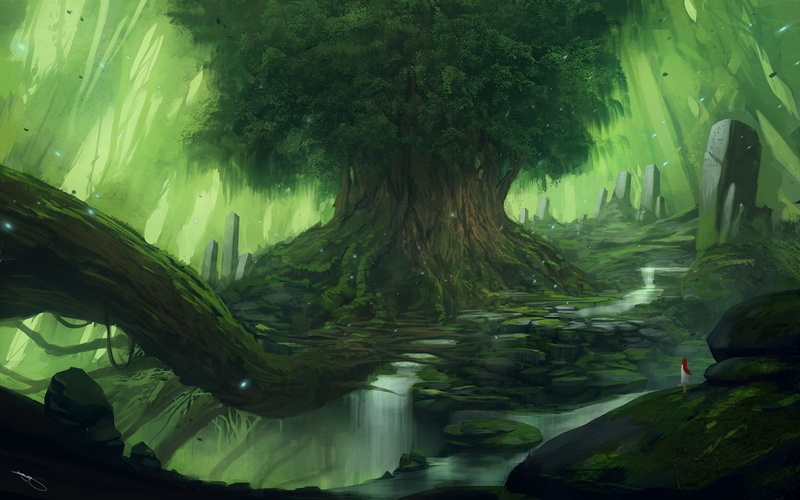 Yggdrasil, Trees, redhead, 720P, Green, nature