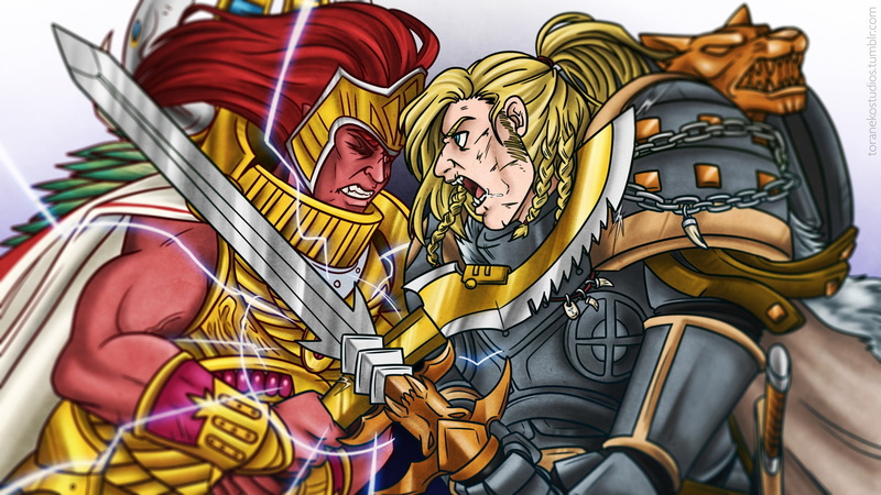 Magnus Red, Leman Russ, 1080P, primarch, Thousand Sons, fight, Warhammer 40 000, battle, Space Wolves