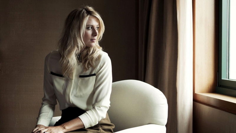 young adult, portrait, blonde, contemplation, curtain, Maria Sharapova, adult, hair, anticipation, looking, women, three quarter length, indoors, chair