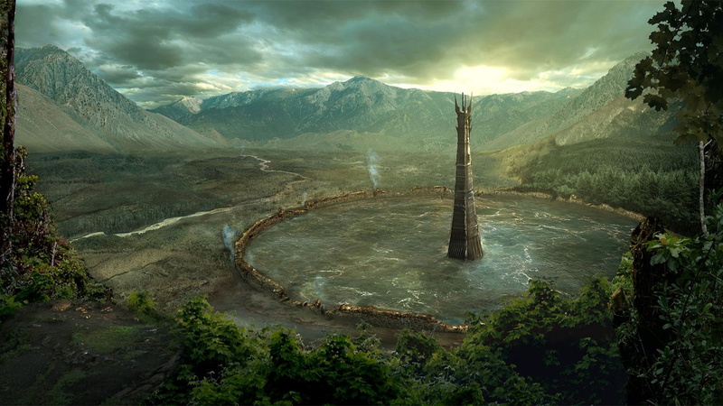 Isengard, tower, idyllic, mountain range, environment, nature, beauty in nature, Orthanc, cloud - sky, fantasy Art, scenics - nature, 1080P, mountain