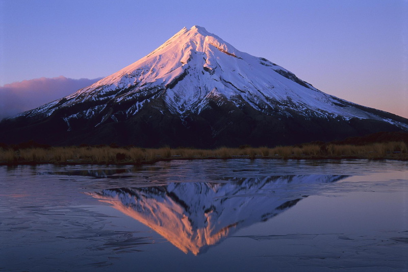 1080P, snow, sunrise, new, volcano, zeal, mt, taranaki, 3d and abstract