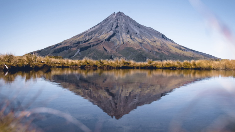 photography, reflection, New Zealand, 1080P, water, Mount Taranaki
