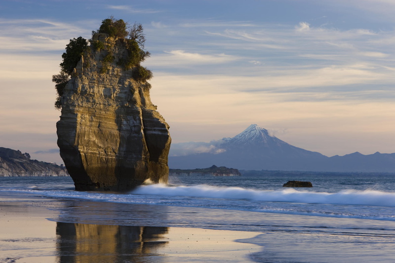 1080P, non-urban scene, mount, sunset, tranquil scene, mountain, outdoors, tranquility, stack rock, water, sea, solid, taranaki, sky, eroded, cloud - sky
