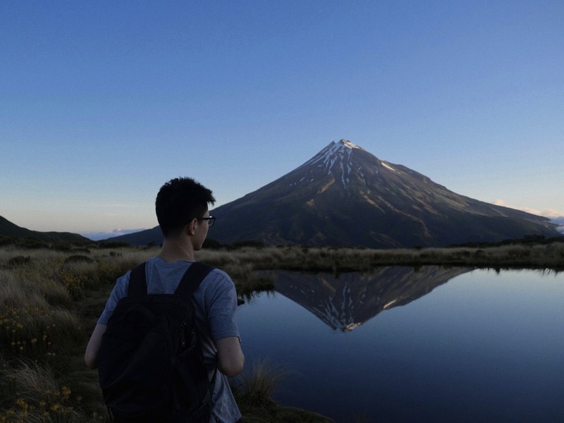 outdoors, peak, waist up, scenics - nature, man, wilderness, human, mount taranaki, person, young adult, nature, leisure activity, beauty in nature, accessories