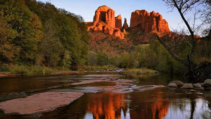 arizona, creek, 3d and abstract, cathedral rock, 1080P, sedona, oak creek, formation, rock, cathedral, oak