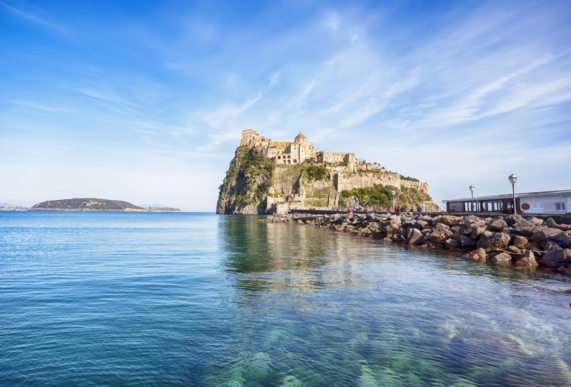 Aragonese, Fort, cityscape, fortress, island, 4K, Ischia, panorama, coast, travel, view, Italy, Europe, castle, Naples