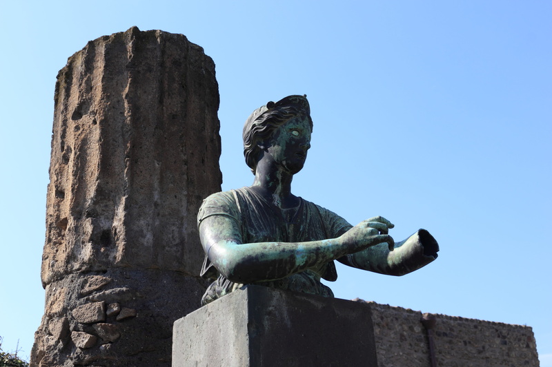 architecture, no people, day, statue, representation, blue, 5K, art and craft, history, pompei, creativity, nature, vesuvius, human representation, roman